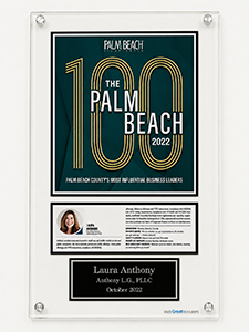 Palm Beach 100 award 2022 | Laura Anthony, Anthony L.G., PLLC | Palm Beach County's most influential business leaders