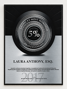 American Registry America's Most Honored Professionals top 5% 2017 | Laura Anthony, Esq. | recognizing continued professional excellence