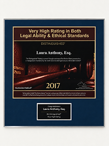 Martindale-Hubbell Distinguished 2017 | Laura Anthony, Esq. | very high rating in legal ability and ethical standards